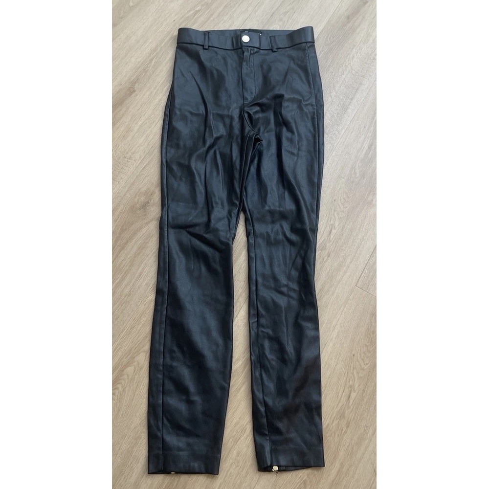 Zara Women's‎ Pants Black Size S Mid Rise Ankle Zip Faux Leather Polyester